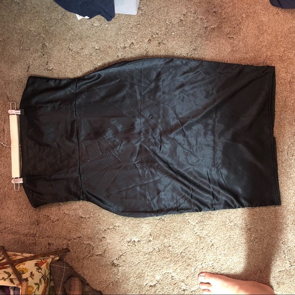 NWT Black Satin Strapless Wiggle Dress - Picture 2 of 5
